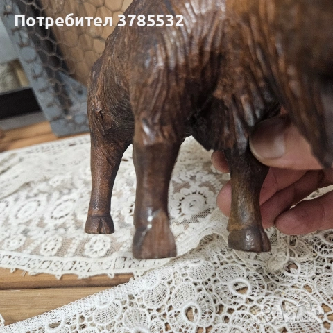 Дървен бик, снимка 4 - Статуетки - 55038273
