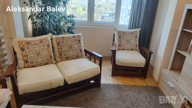 Италианска Масивна холова гарнитура (Диван, Двойка + фотьойл), снимка 2 - Дивани и мека мебел - 54172235