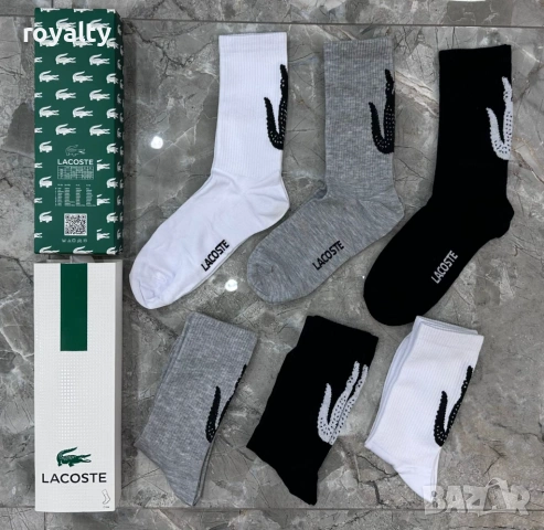 Lacoste Нови Мъжки Чорапи 6 бр. Кутия 