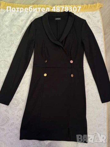 Черна рокля с дълъг ръкав, снимка 3 - Рокли - 55187089