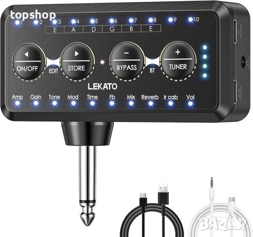 Нов джобен усилвател/мултиефект за китара LEKATO Guitar Headphone Amp – Bluetooth, IR 