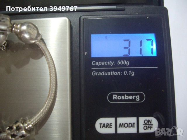 Оригинална сребърна гривна ''Пандора'', снимка 4 - Гривни - 54531178