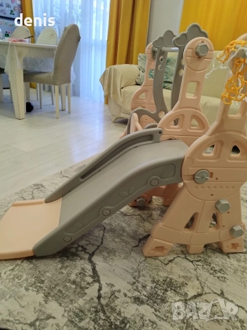 Детска пързалка с люлка и кош в розово 3 в 1 , снимка 9 - Други - 54372205