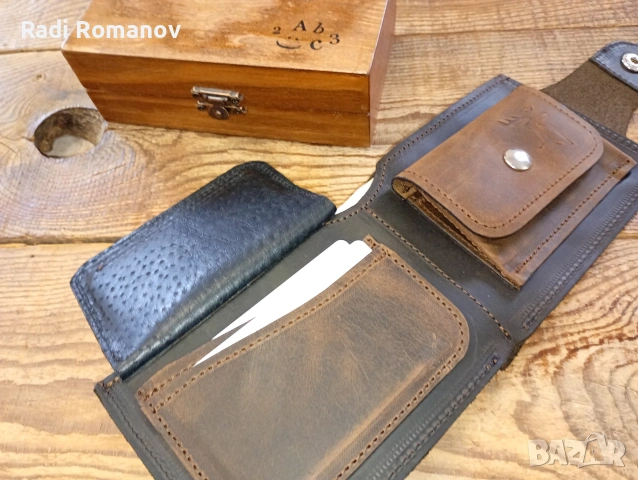 Ръчно изработен мъжки кожен портфейл , снимка 3 - Портфейли, портмонета - 54282627