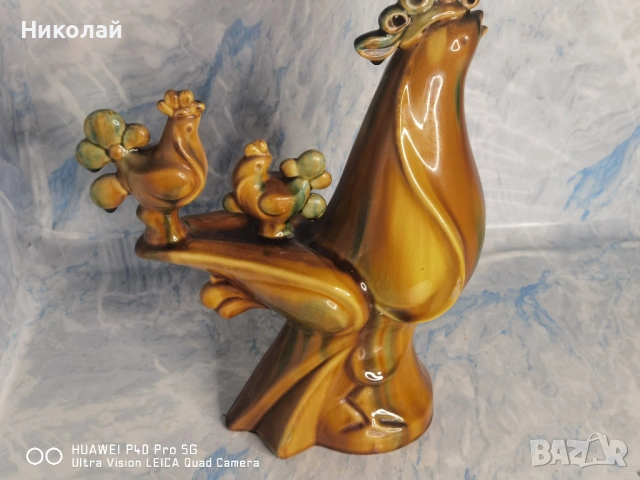 Стара Съветска Керамична Фигура ЗИК Конаково Кокошка с Пиленца, снимка 5 - Антикварни и старинни предмети - 54387783