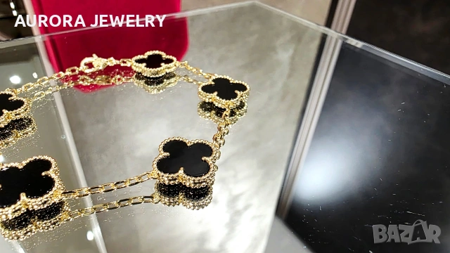 Van Cleef & Arpels VCA 5 Motifs Gold Black Onyx Vintage Alhambra Дамска Гривна, снимка 3 - Гривни - 54423256