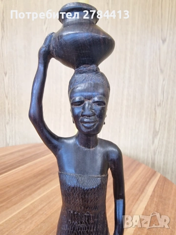 Африканска статуетка / дърворезба 33 см., снимка 6 - Статуетки - 54366596
