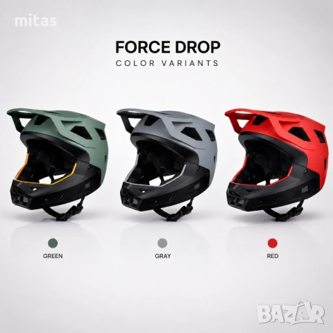 Кросова каска DROP, Full Face, EN Сертификат, Олекотена, Размери: XS/S; S/M; L/XL, снимка 2 - Аксесоари за велосипеди - 51303262