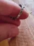 Оригинален сребърен пръстен Pandora Signature Logo Pavé & Beads – размер 50, снимка 4