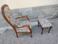 Кресло с табуретка - старинни , снимка 2