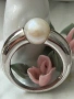 Уникален стилен дизайнерски сребърен пръстен с естествена перла , снимка 1