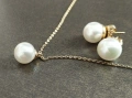 Комплект сребърно колие и обеци с перли и позлата на марката Majorica , снимка 1