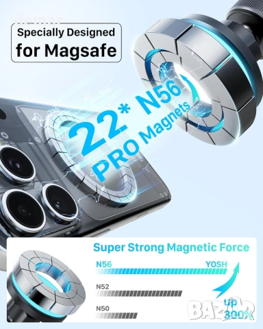 YOSH за Magsafe автомобилна стойка, 3 в 1 вакуумна магнитна поставка за телефон за кола, снимка 5 - Аксесоари и консумативи - 54641708