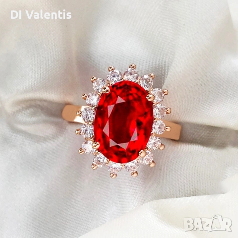 💍 24K Златно Покритие ✨️Дамски Пръстени 💍с Циркон💎 – Зелен, Син, Червен | Лимитирана Серия ⚜️✨️, снимка 18 - Пръстени - 54512901