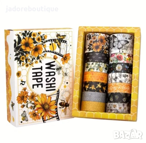 14 ролки/ к-кт Декоративно тиксо Washi tape Bee Garden