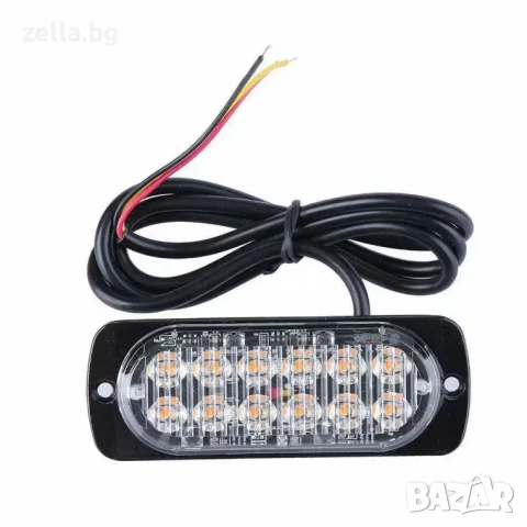 Жълти LED стробоскопи за автомобил 36W, 12V-24V-36V, IP67 – 18 режима, за решетка броня камион 10371, снимка 5 - Аксесоари и консумативи - 54685100