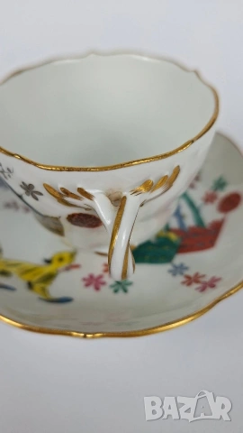 Meissen "Gelber Löwe" (Жълтият лъв) Чаша за кафе с подложна чинийка, снимка 6 - Чаши - 54808287