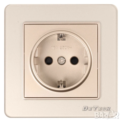 Единичен електрически контакт DeTech DE-6008-42, Шуко, 16A, 250V, IP20, за вграждане, златист, снимка 2 - Други - 55138089