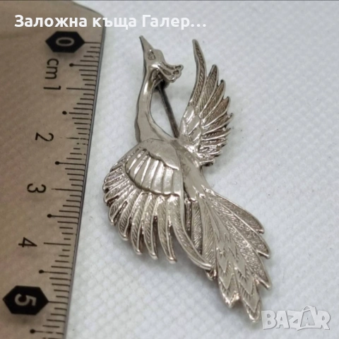 Винтидж сребърна брошка 925 „Птица Феникс“ – 6,24 г, снимка 6 - Други - 54214821