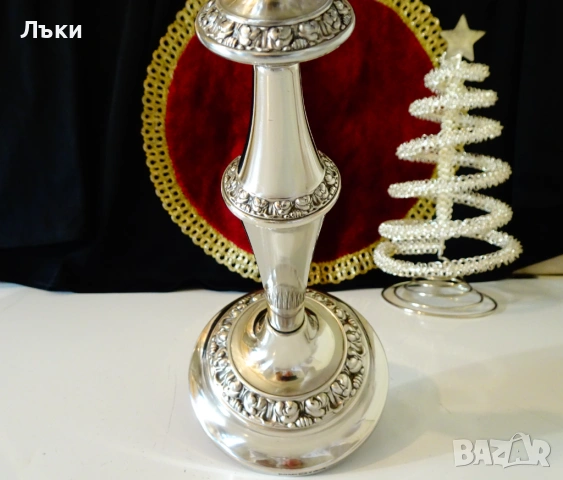 Английски посребрен свещник Ianthe,релефни рози. , снимка 4 - Антикварни и старинни предмети - 54781733