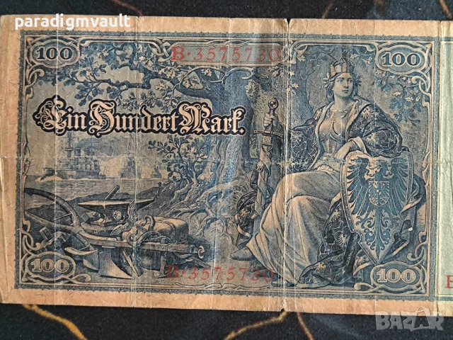 Райх банкнота - Германия - 100 марки | 1910г., снимка 5 - Нумизматика и бонистика - 54314754