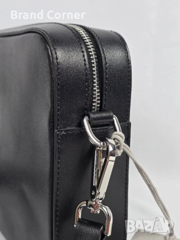 Нова дамска чанта Trussardi - черна crossbody с широк лого колан, снимка 3 - Чанти - 54407231