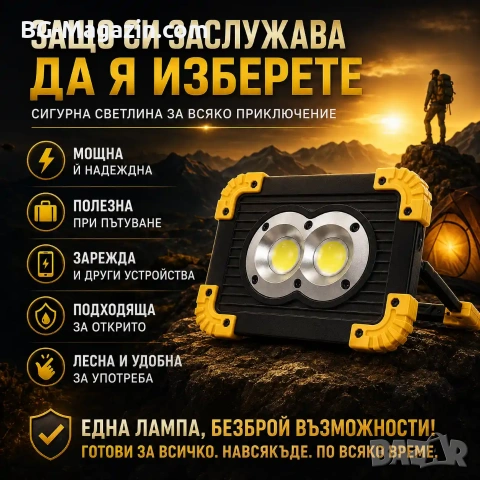 Мощна акумулаторна преносима къмпинг лампа осветление LED фенер за лов риболов палатка туризъм силна, снимка 6 - Къмпинг осветление - 51016984
