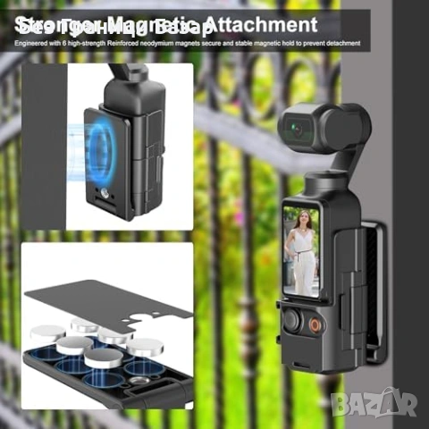 Нова PULUZ магнитна стойка за DJI Osmo Pocket 3 влог трипод камера фото, снимка 2 - Чанти, стативи, аксесоари - 54416076