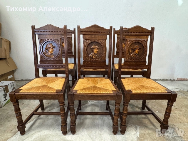 Комплект трапезни столове от дъбов масив, снимка 6 - Столове - 55006020