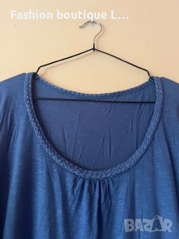 2.5 широка памучна рокля в син цвят с плетка около врата L / XL размер 👗, снимка 3 - Рокли - 55365306