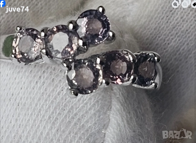 СРЕБЪРЕН ПРЪСТЕН СЪС САПФИРИ СМЕНЯЩИ ЦВЕТА СИ (ТУНДУРУ,ТАНЗАНИЯ) СЕРТИФИКАТ