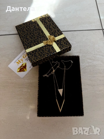 Ново златно двойно колие с камъни - 3.19гр., снимка 8 - Колиета, медальони, синджири - 54226149