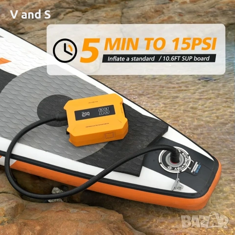 SUP Помпа dwndpump 20PSI високо налягане, електрическа, преносима помпа за SUP дъски интелигентна..., снимка 4 - Водни спортове - 55130176