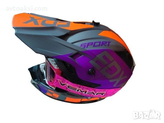 Каска Крос Мотор/Скутер/Бъги/Вело/АТВ с Очила Vemar, снимка 6 - Аксесоари и консумативи - 54122953