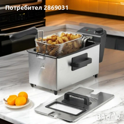 Електрически фритюрник Cheffinger CF-EDP3.0 3L, 2000W, неръждаема стомана 