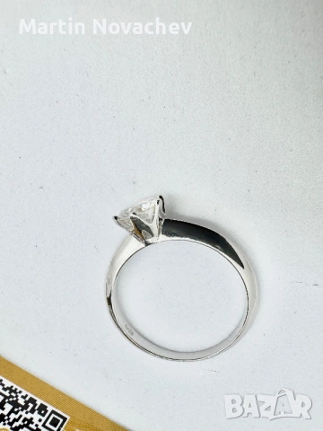 Сребърен пръстен с мойсанит (Диамант) 1 карат, снимка 7 - Пръстени - 53976639