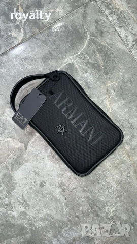 Emporio Armani Нова Черна Мъжка Кожена Чанта Армани 
