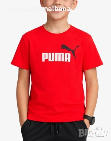 Puma Essentials+ детска тениска къс ръкав 100% памук червена 152 164 174