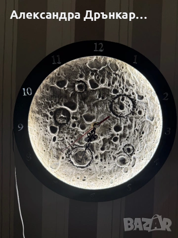 LED стенен часовник “Луна” – 3D декоративен часовник с LED подсветка