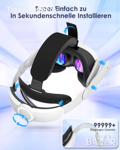 MaeckerVR Elite Head Strap за Meta Quest 3 / 3S – комфортна регулируема VR лента, снимка 4 - Друга електроника - 54454508