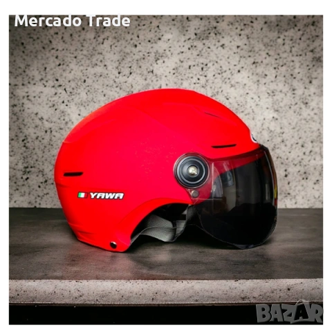 Каска за мотор с визьор Mercado Trade,  За скутер, ел. тротинетка, Червен, снимка 2 - Аксесоари и консумативи - 55287238