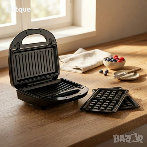 Уред за сандвичи и гофрети 2в1 Muhler MH-899D, грил плочa/ белгийска гофрета, снимка 4 - Други - 54215432