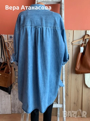💙🩵💙 Дълга, дънкова риза Oversized fit👠 H&M, снимка 3 - Ризи - 54392205