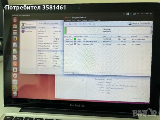 Macbook Pro 2012 mid, 500 gb 4gb рам 13 инчов, снимка 2 - Лаптопи за работа - 54693338