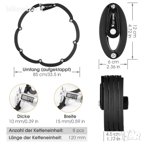 XIQI Folding Bicycle Lock Комбинирана ключалка / катинар с висока сигурност със скоба – 85 см НОВО, снимка 5 - Аксесоари за велосипеди - 55590925