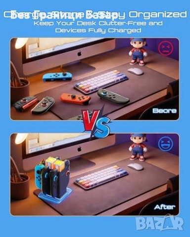 Нов док Nintendo Switch 2 / OLED зарядна станция за 6 контролера RGB за геймъри игри, снимка 8 - Други игри и конзоли - 54092473