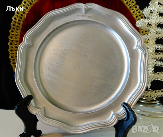 Калаена чиния за гравиране 370 гр.,калаена сватба. 