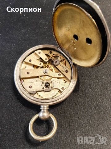 Швейцарски джобен часовник с посребрени капаци 1905г. с ключе - 10 РУБИНА - ПРОМОЦИЯ, снимка 6 - Джобни - 51777742