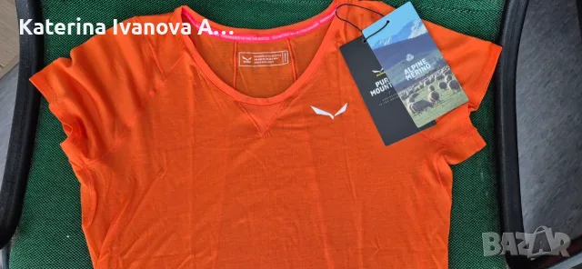 Дамска Мерино тениска Salewa Pedroc Merino – Orangе, Размер 38M, цена 44 €, снимка 7 - Спортна екипировка - 55294145