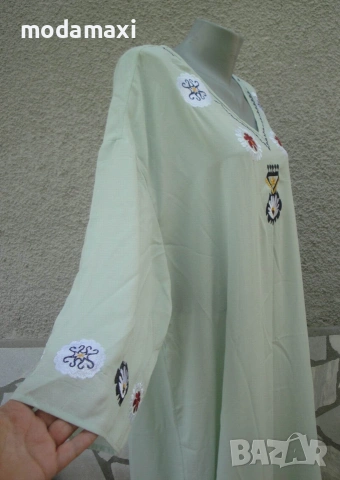5XL Нова дълга рокля Shein в резедаво , снимка 5 - Рокли - 54982164